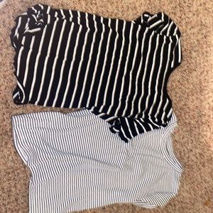 Two black and white stretchy crop tops